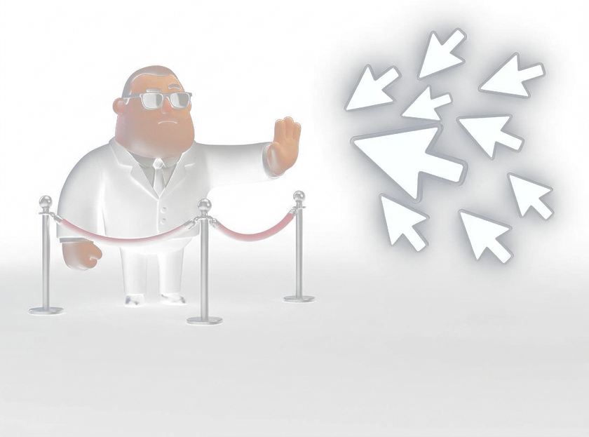Guardia de seguridad 3D bloqueando clicks falsos