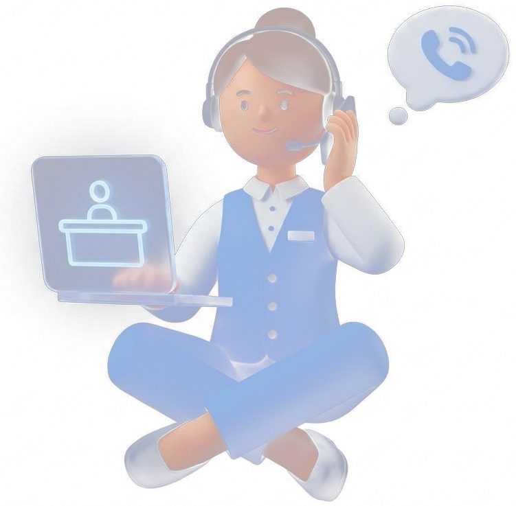 Recepcionista virtual con diadema en 3D
